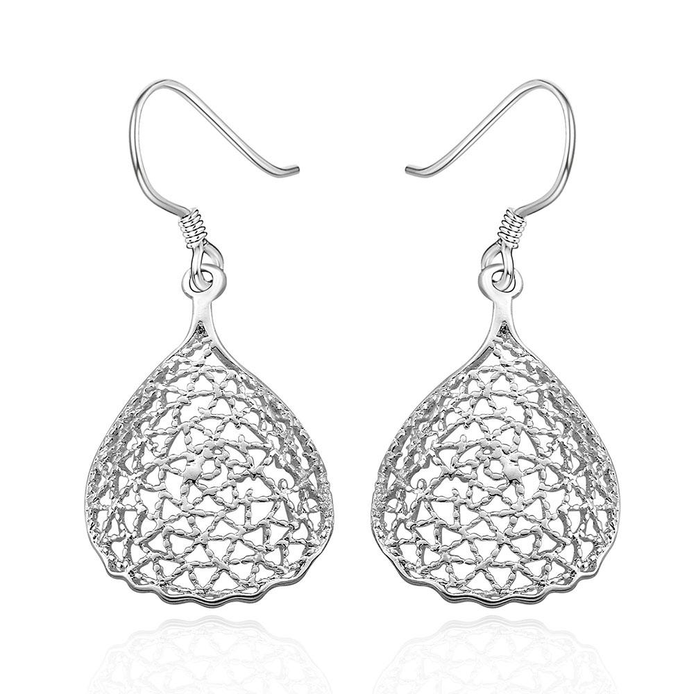 Diamond Cut Filigree Drop Earring in 18K White Gold Plated