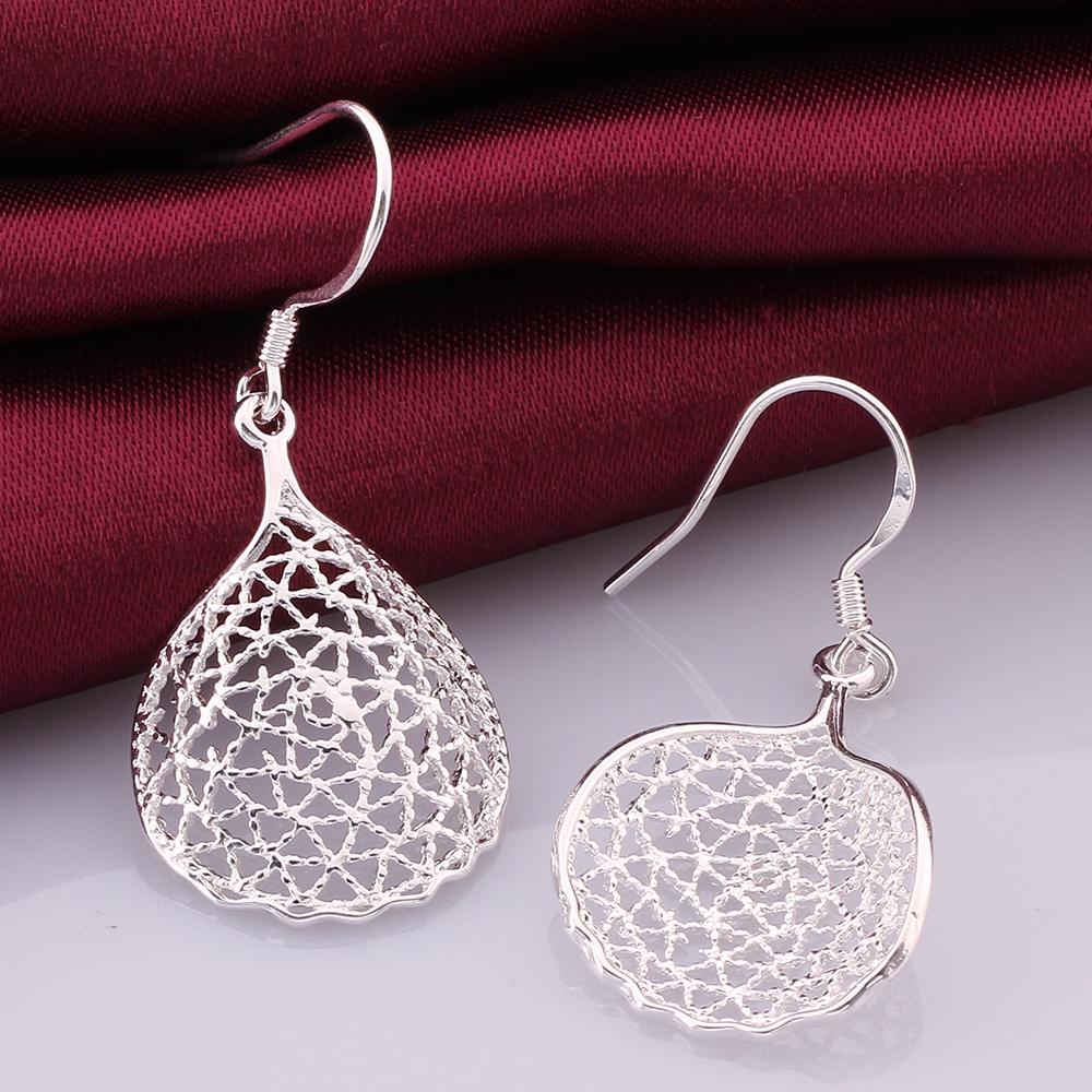 Diamond Cut Filigree Drop Earring in 18K White Gold Plated