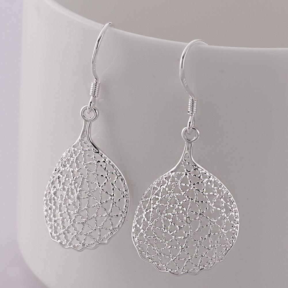 Diamond Cut Filigree Drop Earring in 18K White Gold Plated | Silver Milo