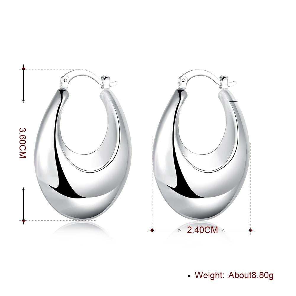 C Cut Hoop Earring in 18K White Gold Plated