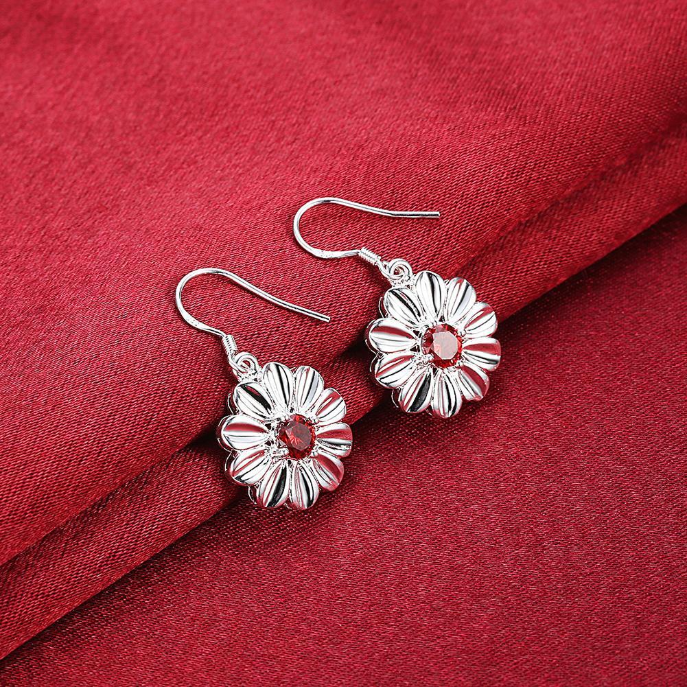 Crystal Ruby Red Stud Earring in 18K White Gold Plated | Silver Milo