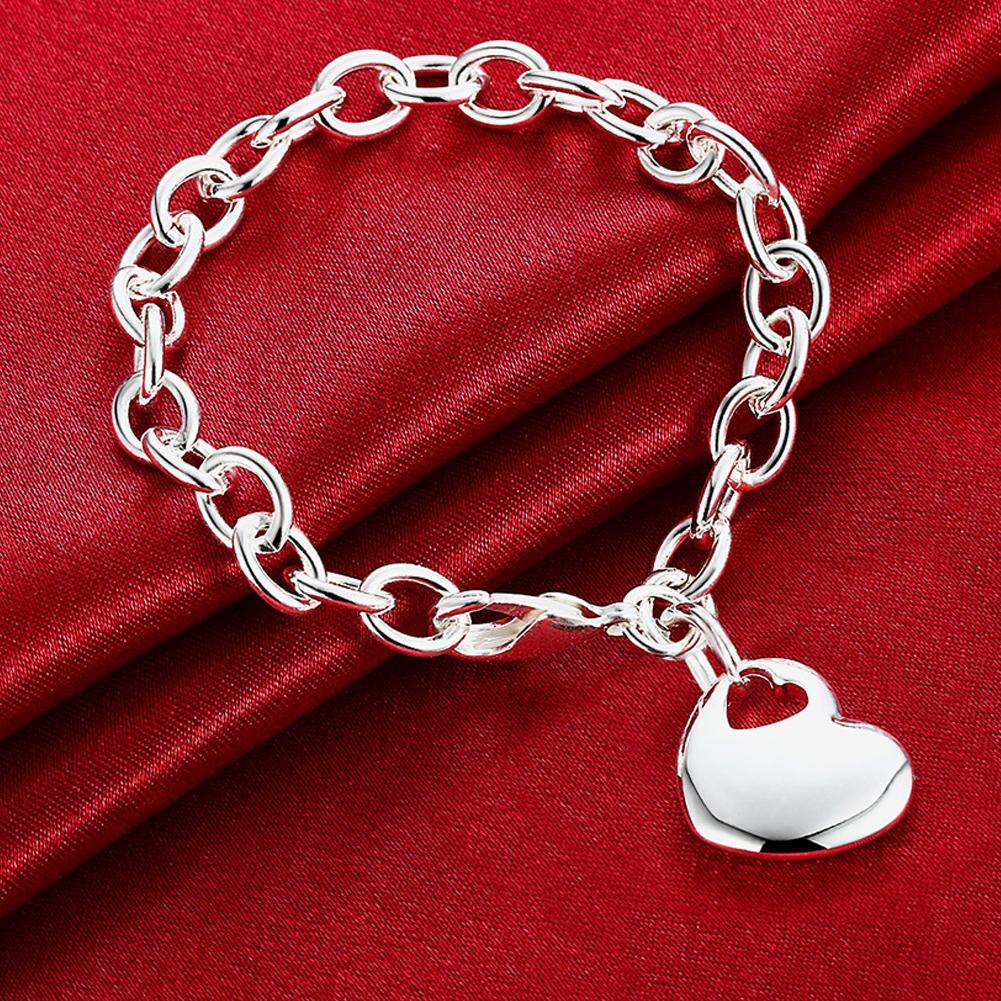 Classic Heart Bracelet in 18K White Gold Plated | Silver Milo