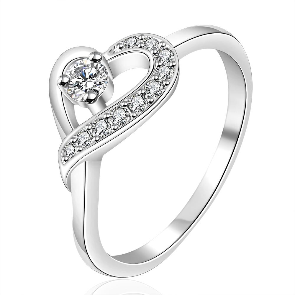 Silver Plating White  Elements Curved Heart Ring | Silver Milo