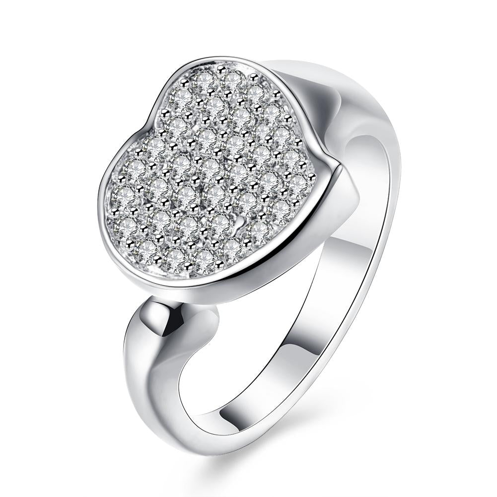 Silver Plating White  Elements Micro-Pav'e Heart Shaped Ring | Silver Milo