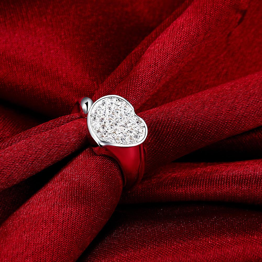 Silver Plating White  Elements Micro-Pav'e Heart Shaped Ring