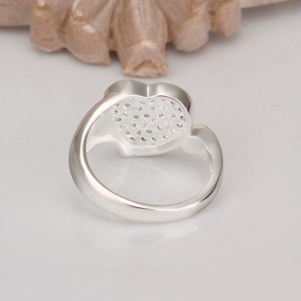 Silver Plating White  Elements Micro-Pav'e Heart Shaped Ring