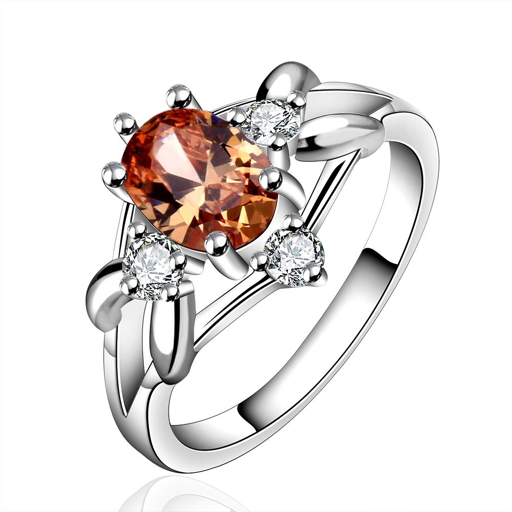 Silver Plating Orange  Sleek Statement Pav'e Ring | Silver Milo