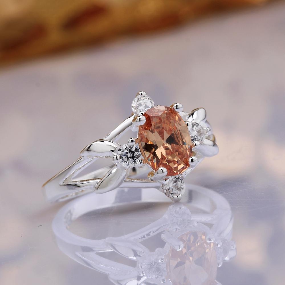 Silver Plating Orange  Sleek Statement Pav'e Ring