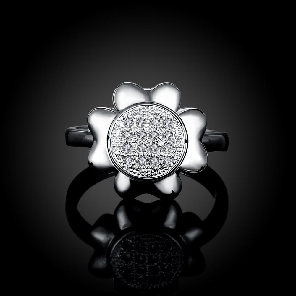 Silver Plating  Elements Clover Pav'e Ring