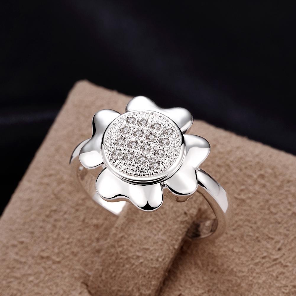 Silver Plating  Elements Clover Pav'e Ring