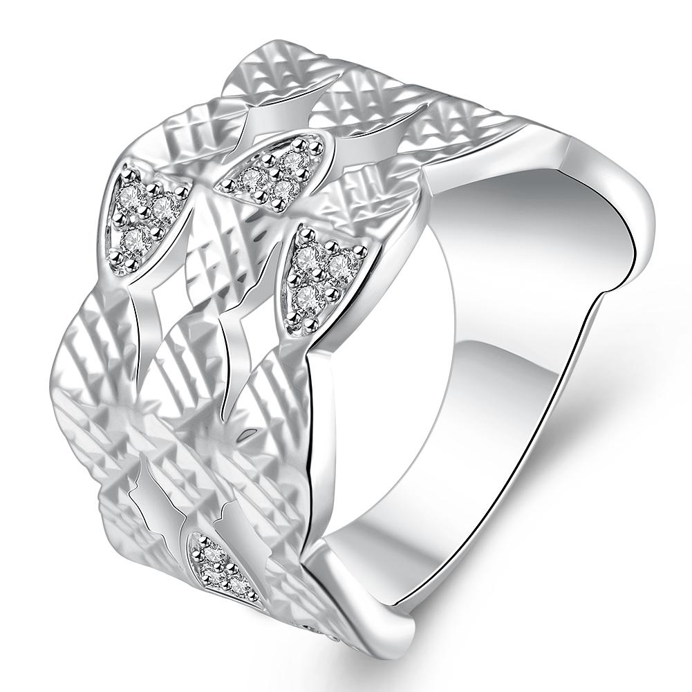 Silver Plating White  Multi-Lined Ring | Silver Milo