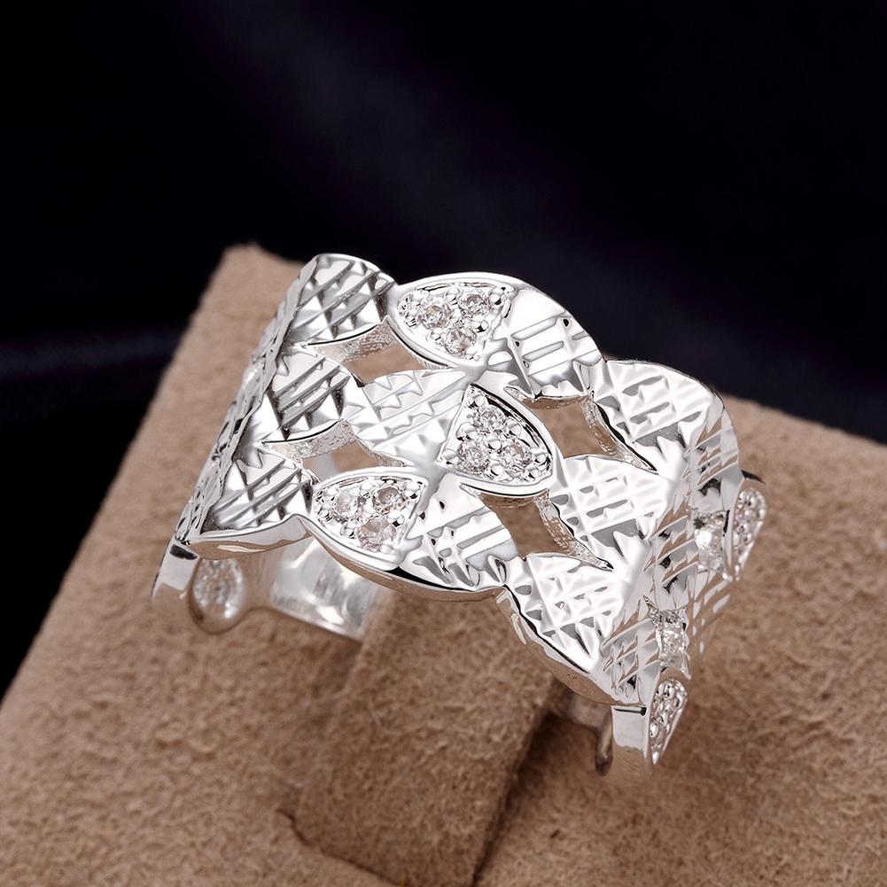 Silver Plating White  Multi-Lined Ring