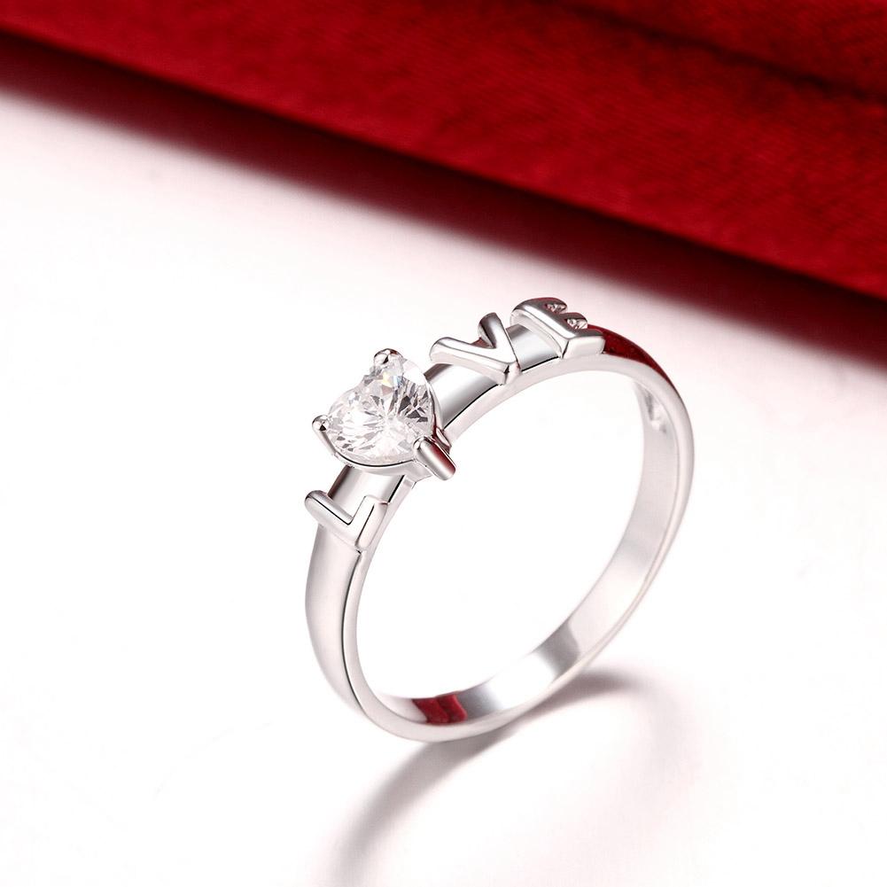 Silver Plating White  Love Sleek Ring