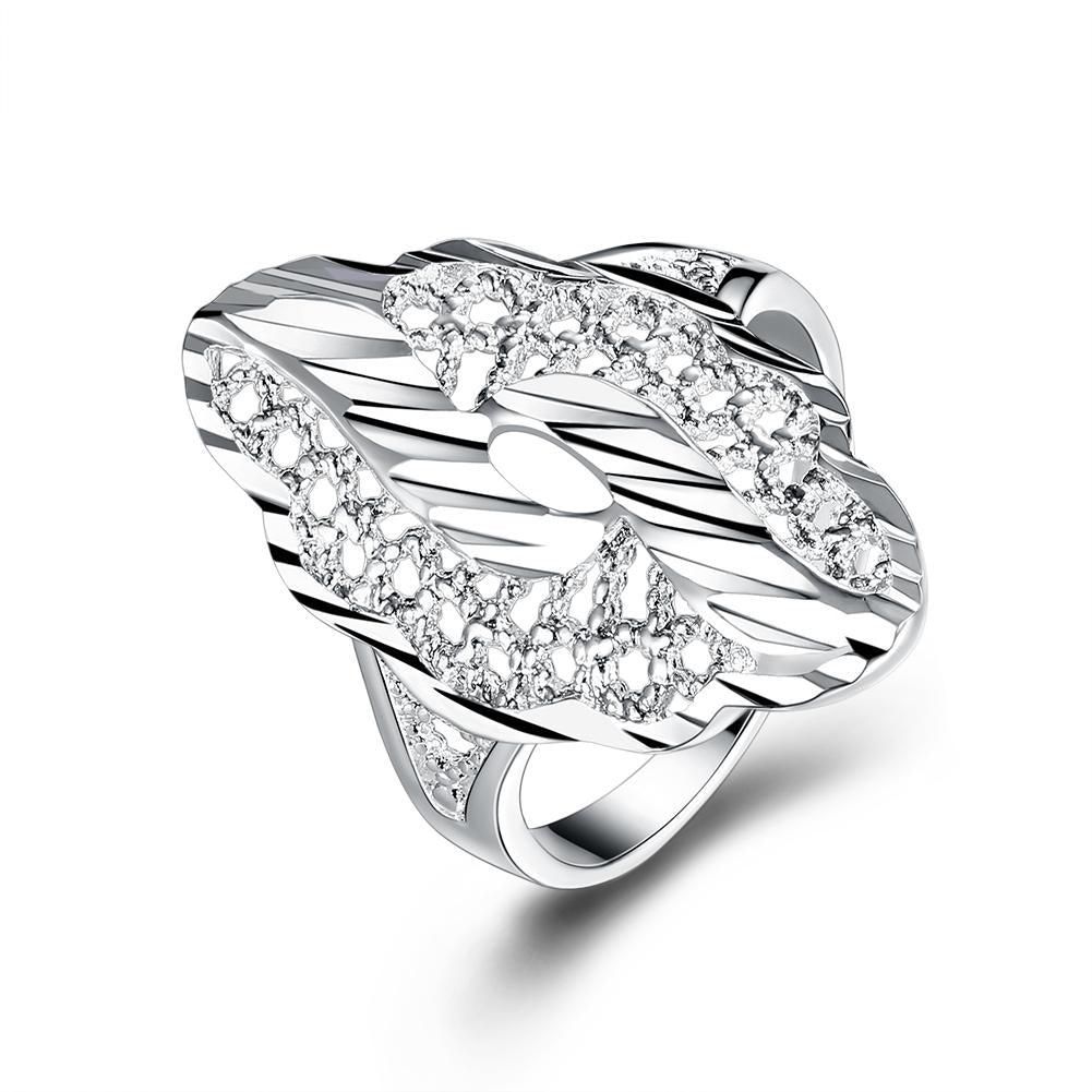 Silver Plating Large Floral Design Ring | Silver Milo