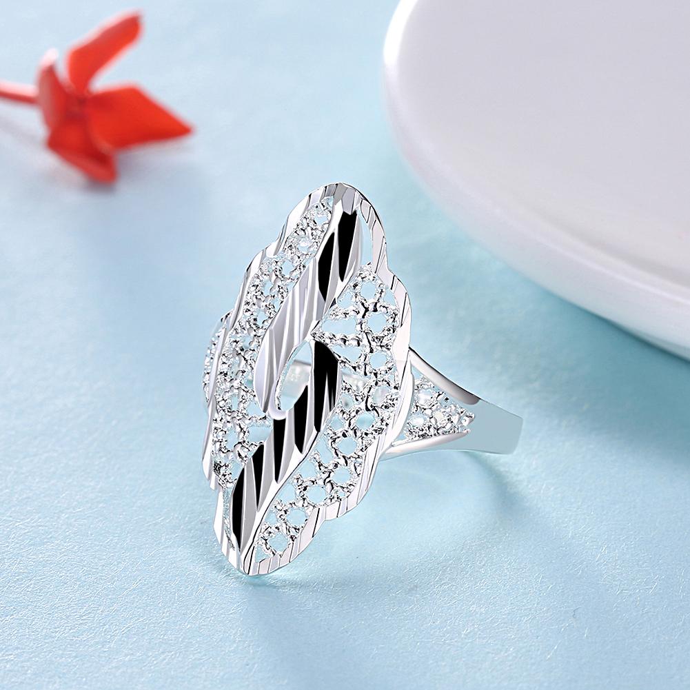 Silver Plating Large Floral Design Ring