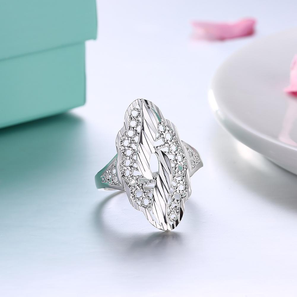 Silver Plating Large Floral Design Ring