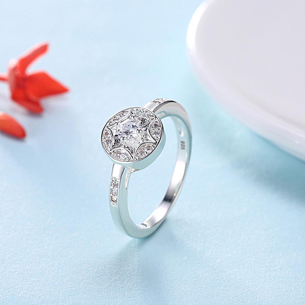 Silver Plating Mini White  Circular Halo Ring