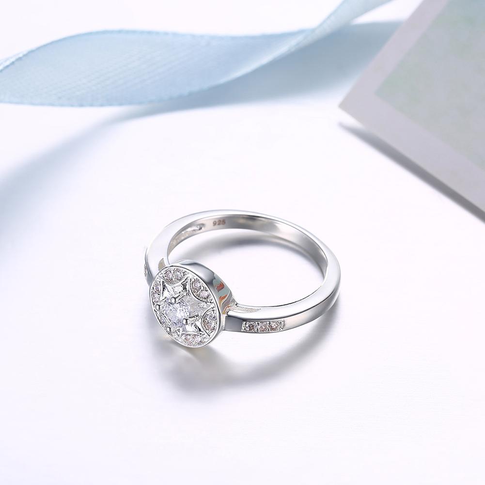 Silver Plating Mini White  Circular Halo Ring