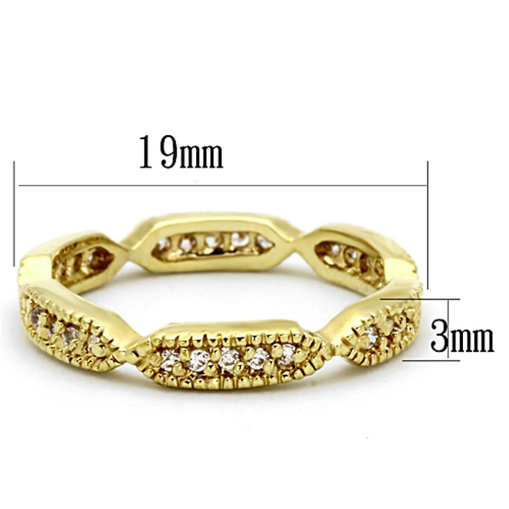 LO3001 - Gold Brass Ring with AAA Grade CZ in Clear