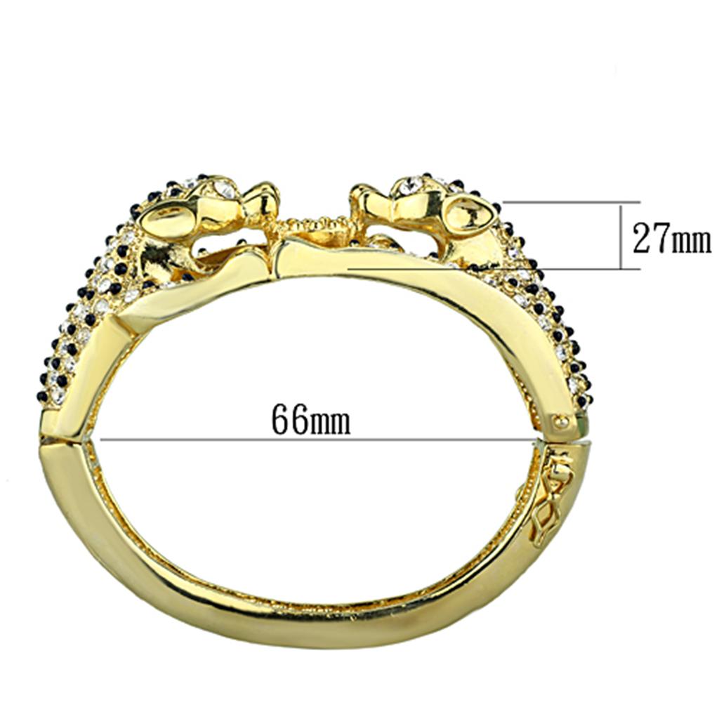 LO3083 - Gold Brass Bangle with Top Grade Crystal in Clear