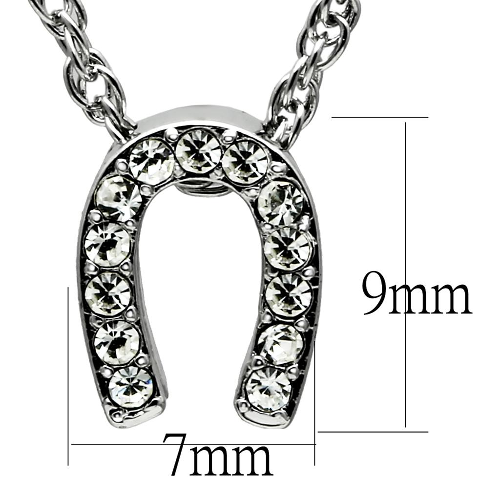 LO3719 - Rhodium Brass Chain Pendant with Top Grade Crystal in Clear