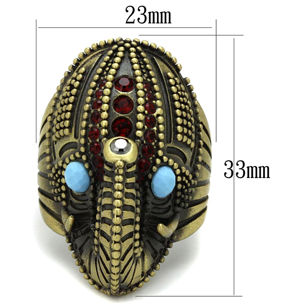 LO3887 - Antique Copper Brass Ring with Synthetic Synthetic Stone in