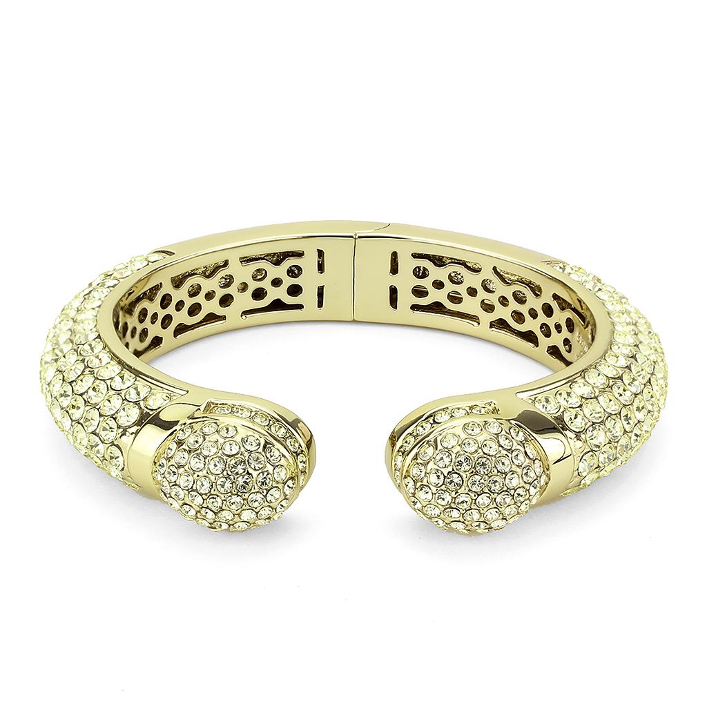 LO4295 - Flash Gold Brass Bangle with Top Grade Crystal in Citrine