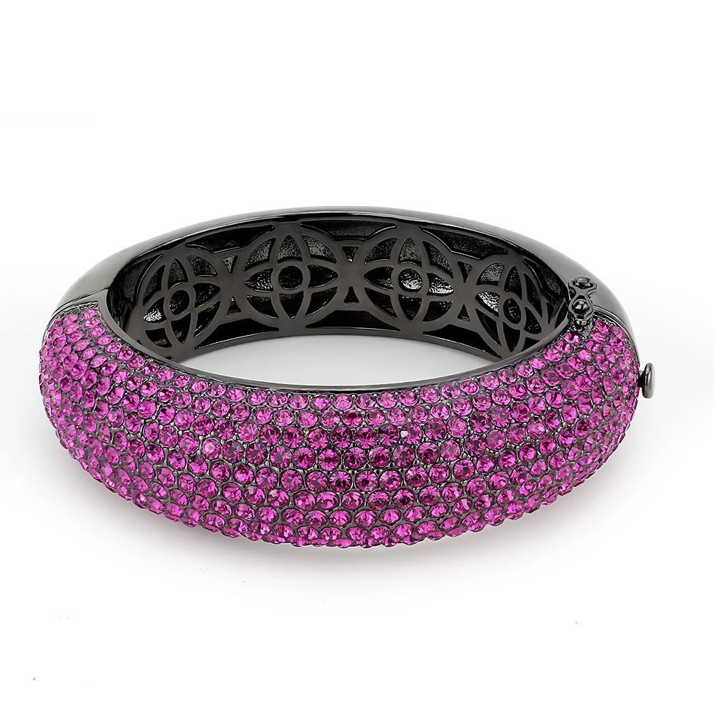 LO4303 - TIN Cobalt Black Brass Bangle with Top Grade Crystal in