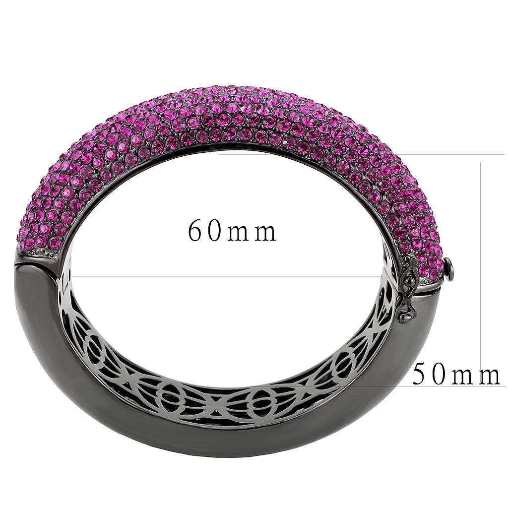 LO4303 - TIN Cobalt Black Brass Bangle with Top Grade Crystal in