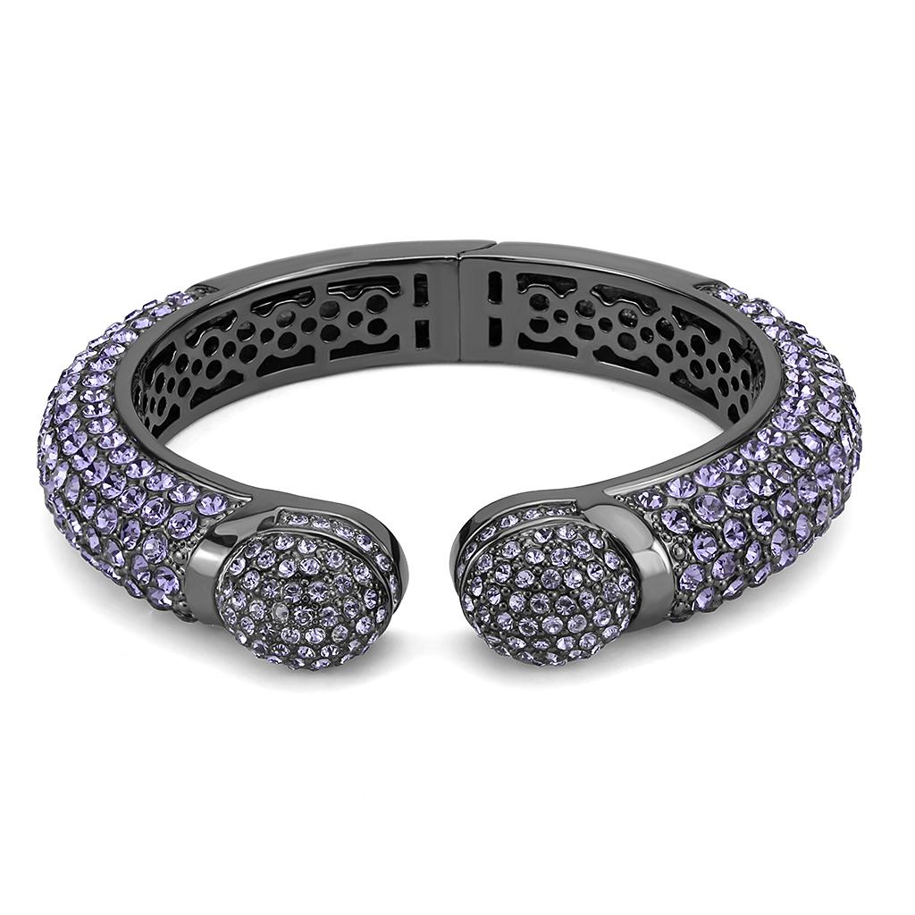 LO4312 - TIN Cobalt Black Brass Bangle with Top Grade Crystal in