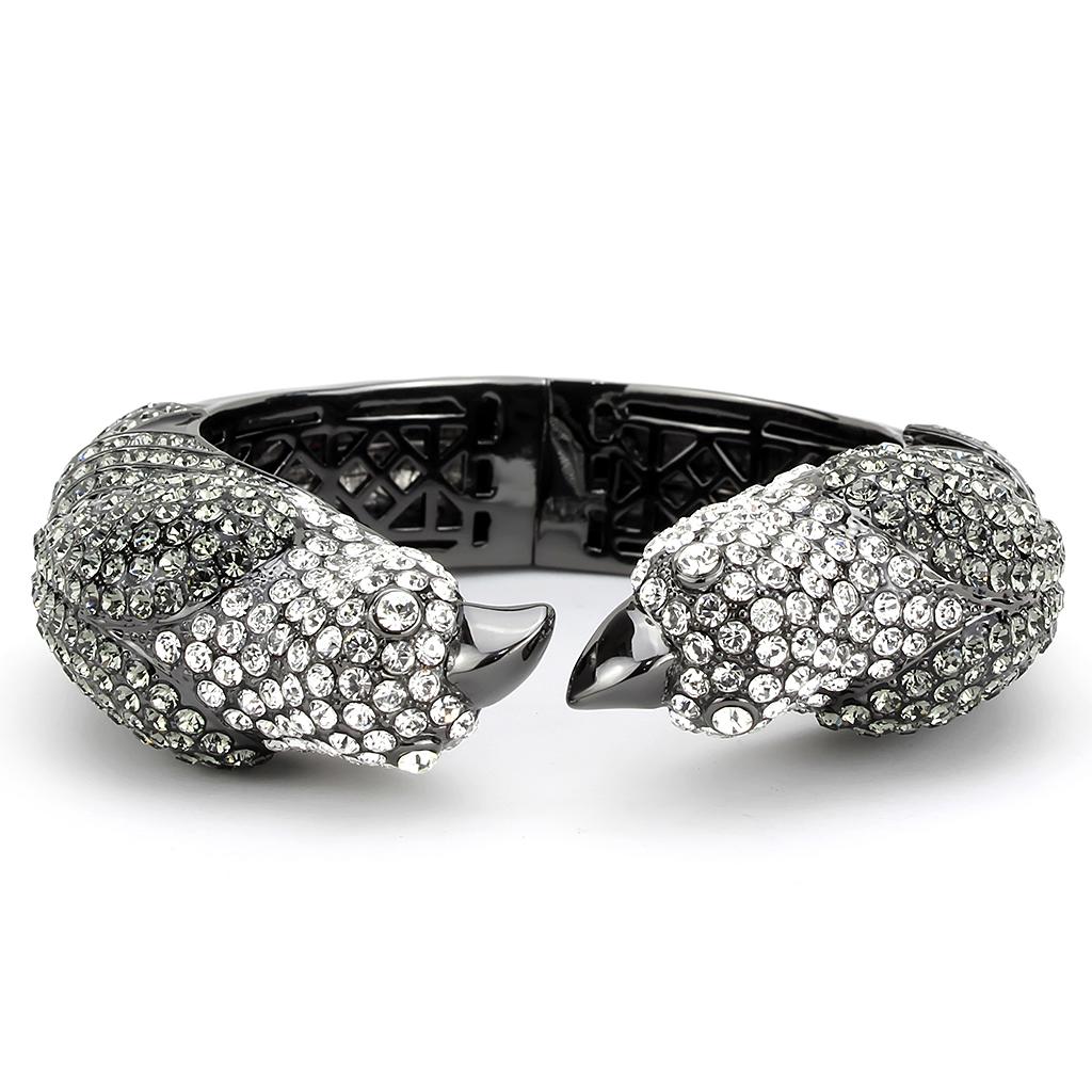 LO4333 - Ruthenium Brass Bangle with Top Grade Crystal in Multi Color