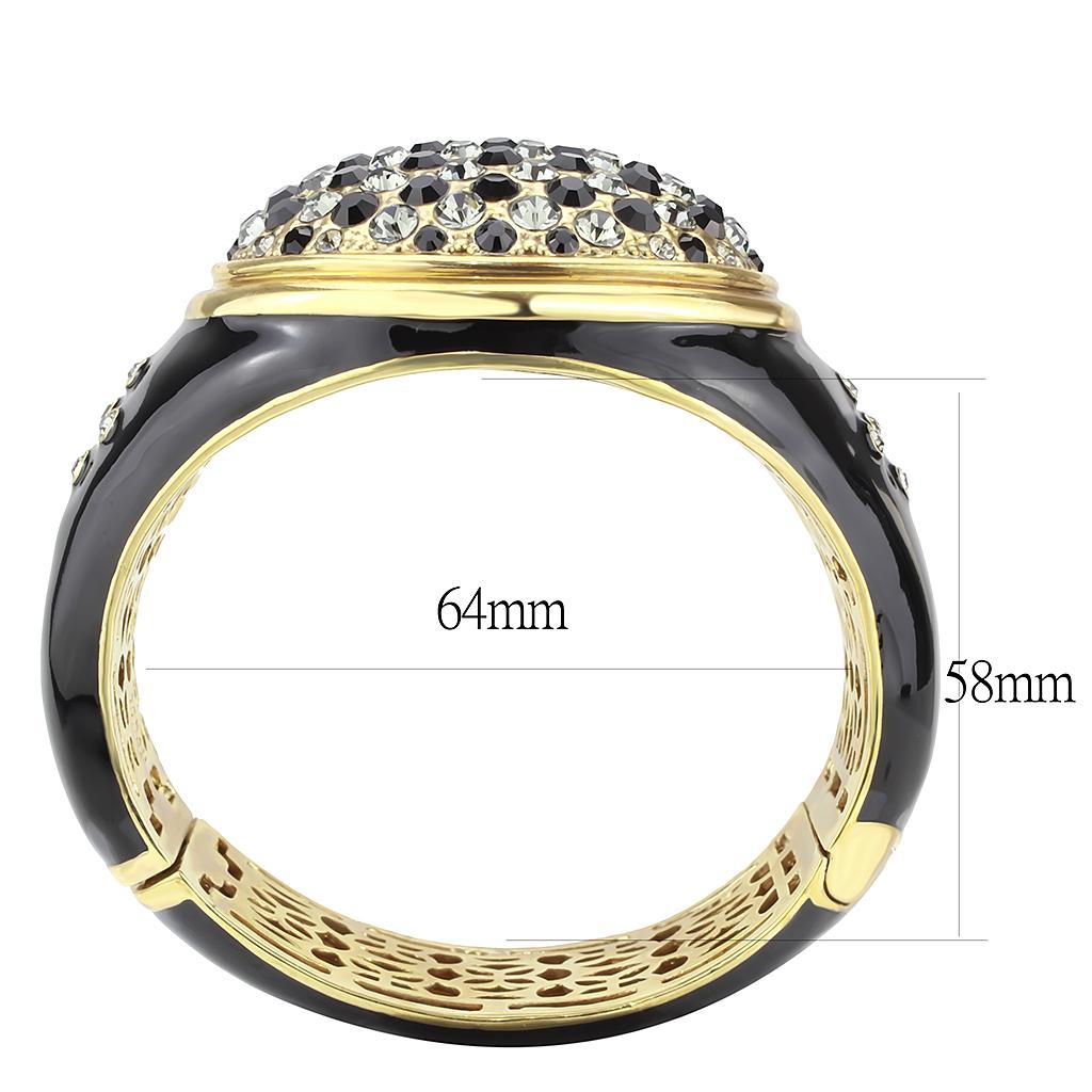 LO4352 - Gold Brass Bangle with Top Grade Crystal in Multi Color