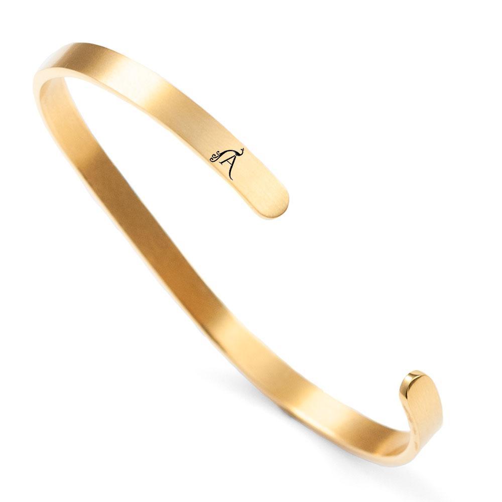 "Je t'aime" stainless steel 18k Gold plated Cuff Bracelet