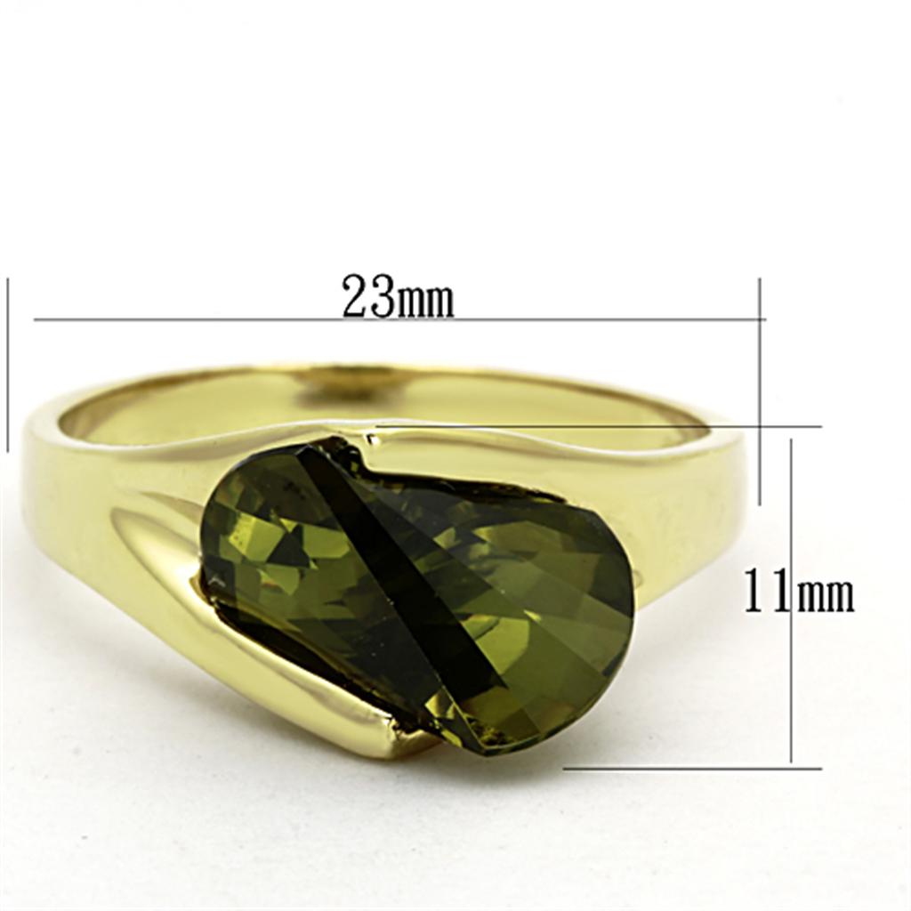 LOS655 - Gold 925 Sterling Silver Ring with AAA Grade CZ in Olivine