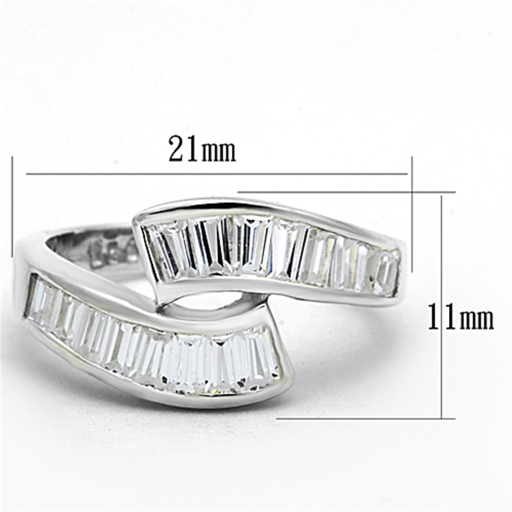 LOS705 - Silver 925 Sterling Silver Ring with AAA Grade CZ in Clear