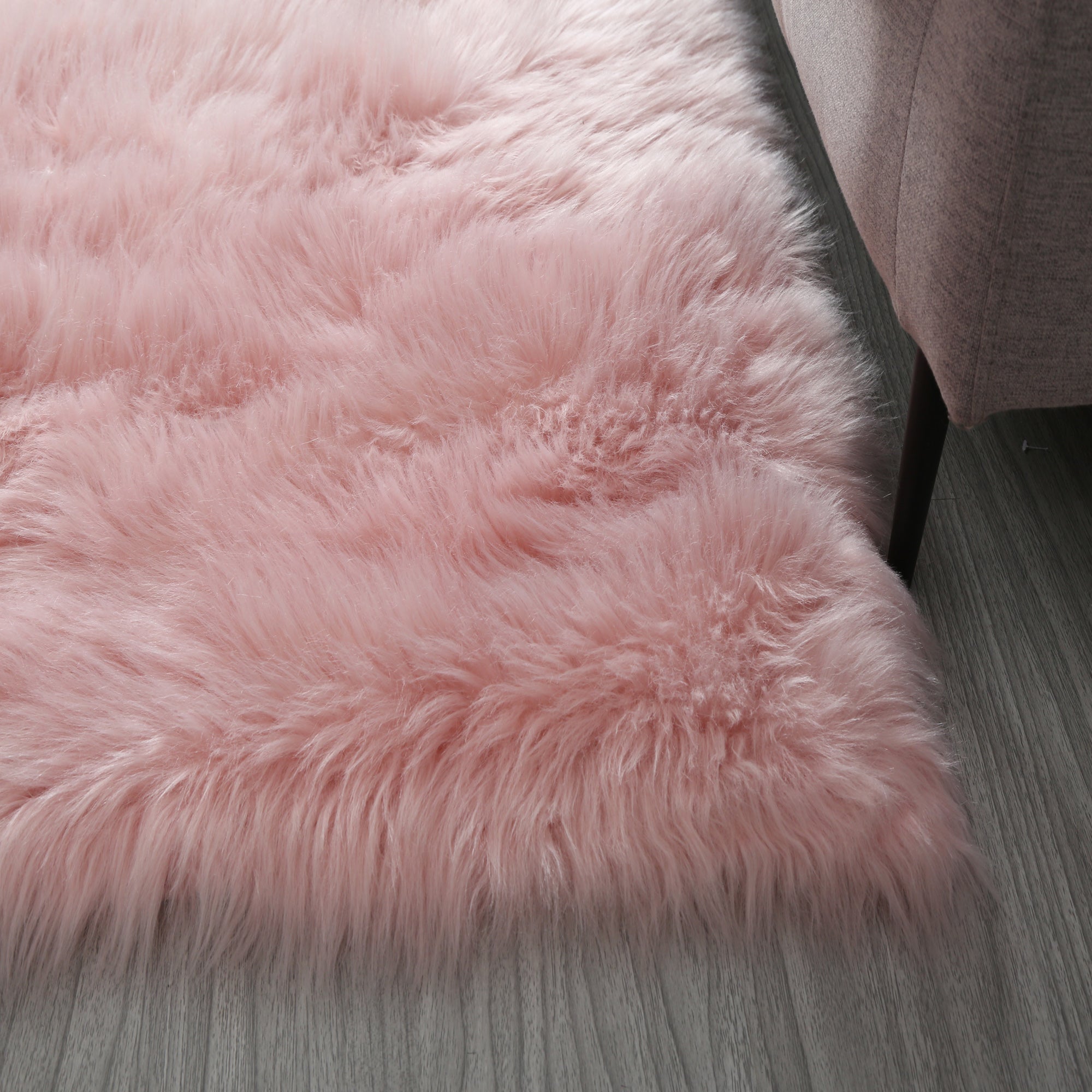 Cozy Ultra Soft Fluffy Faux Fur Pink Area Rug