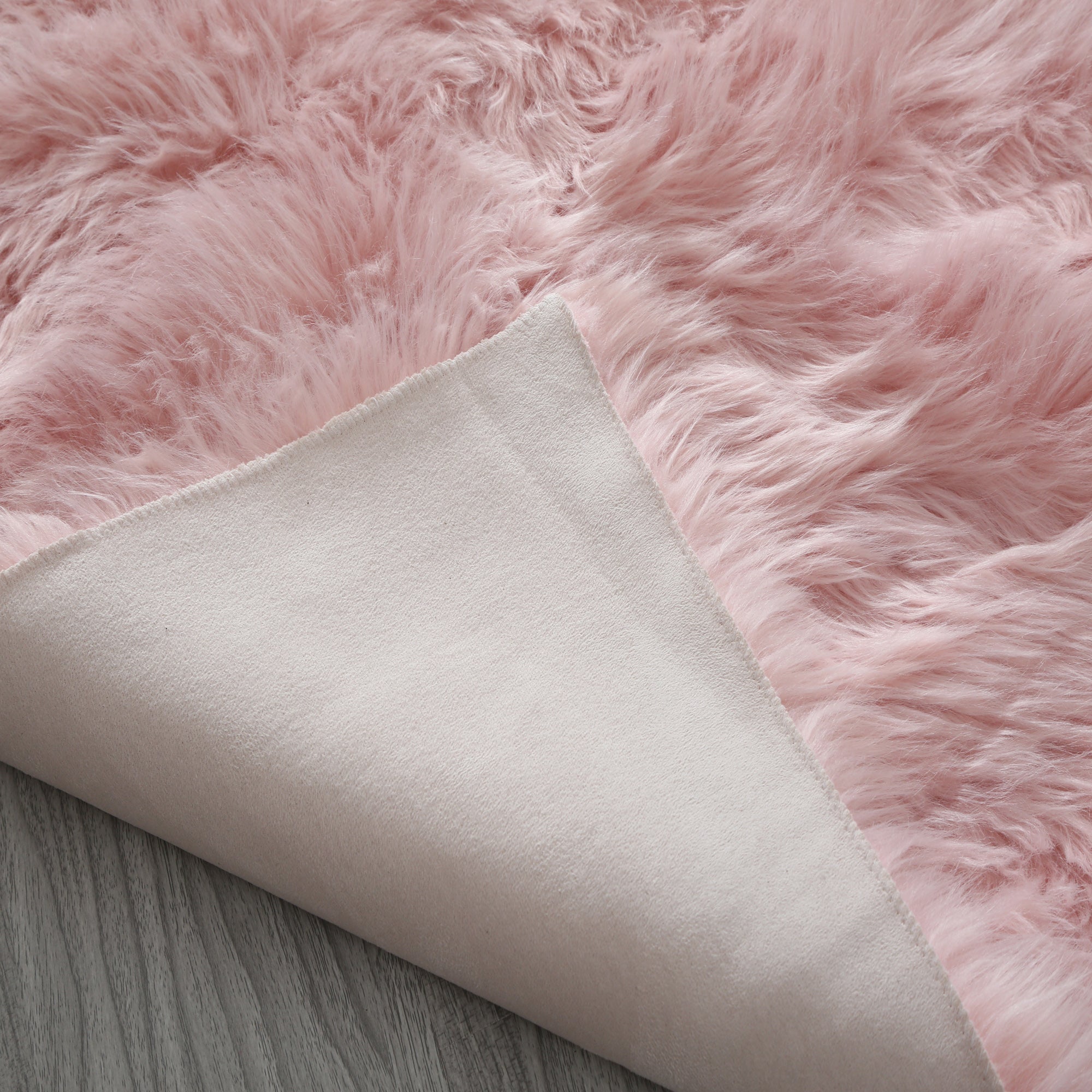 Cozy Ultra Soft Fluffy Faux Fur Pink Area Rug