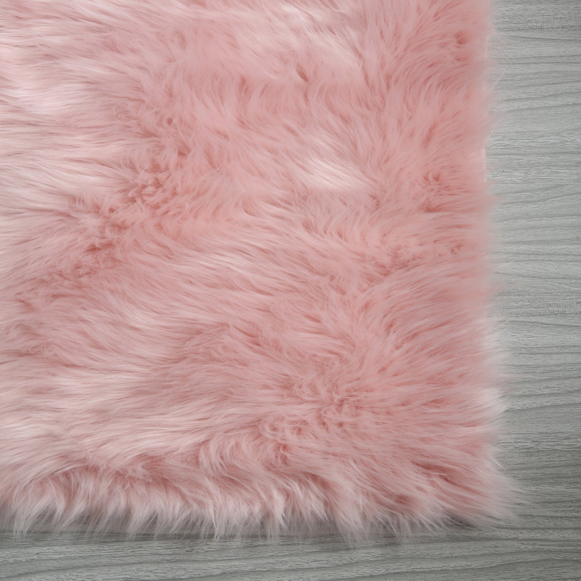 Cozy Ultra Soft Fluffy Faux Fur Pink Area Rug