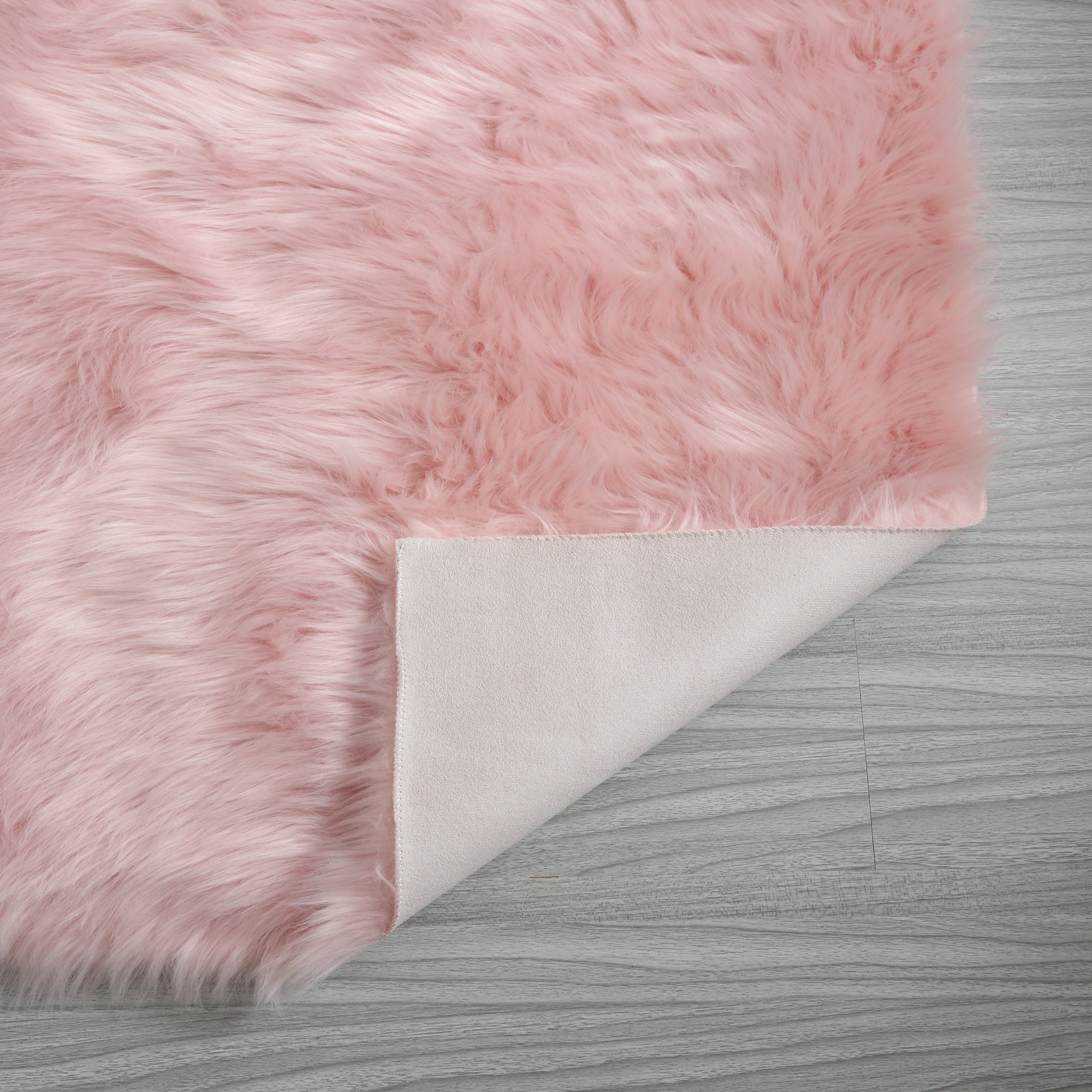 Cozy Ultra Soft Fluffy Faux Fur Pink Area Rug