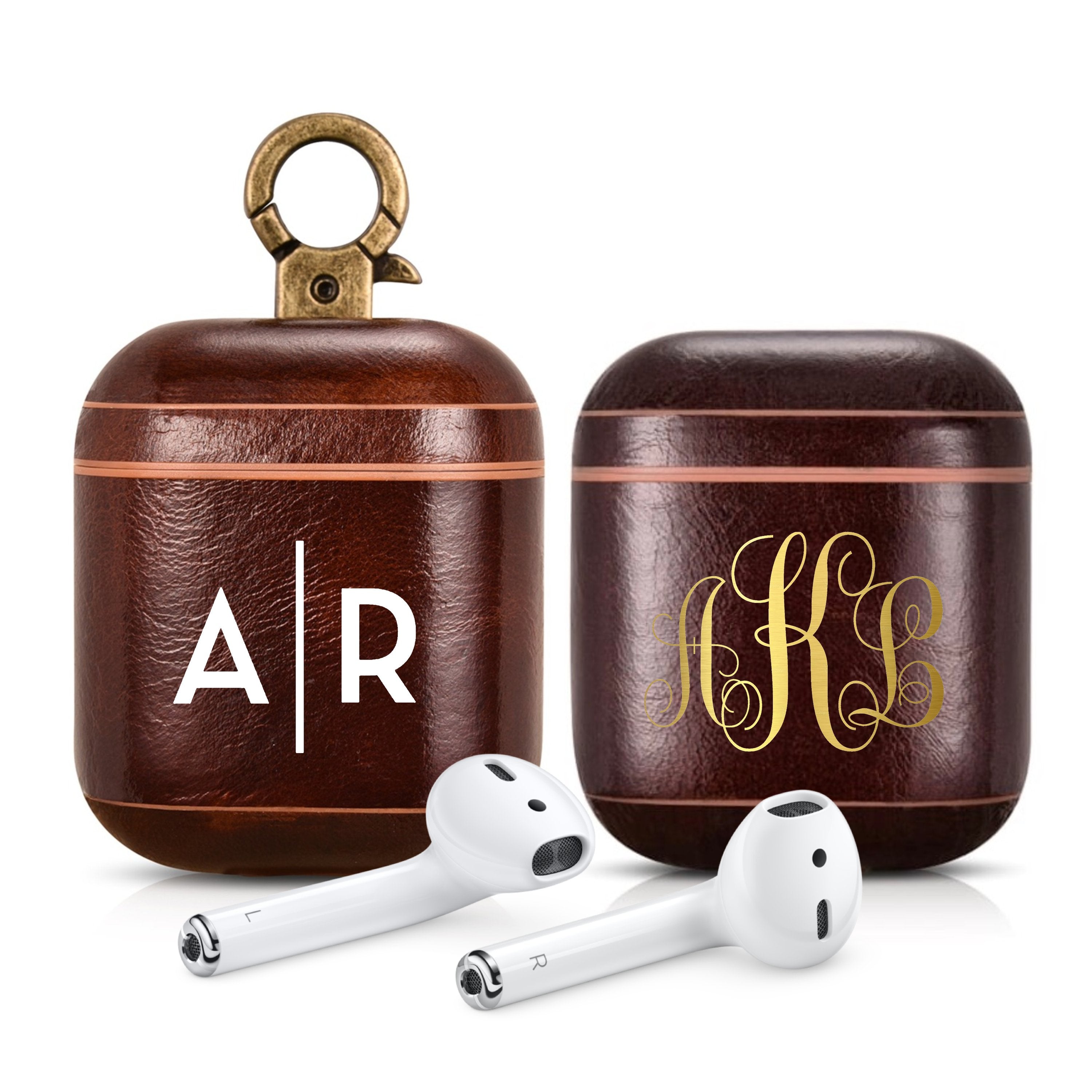 Luxury Dark Brown Premium Leather AirPods 1 & 2 Case Hook Series