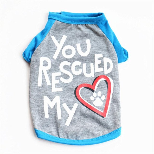 Letter You Rescued My Heart Pet Kitty Dog T Shirt | Plum Coco