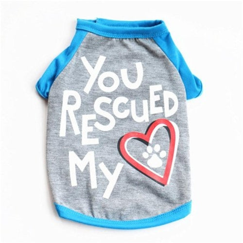 Letter You Rescued My Heart Pet Kitty Dog T Shirt - Zomdo Marketplace | Zomdo.com