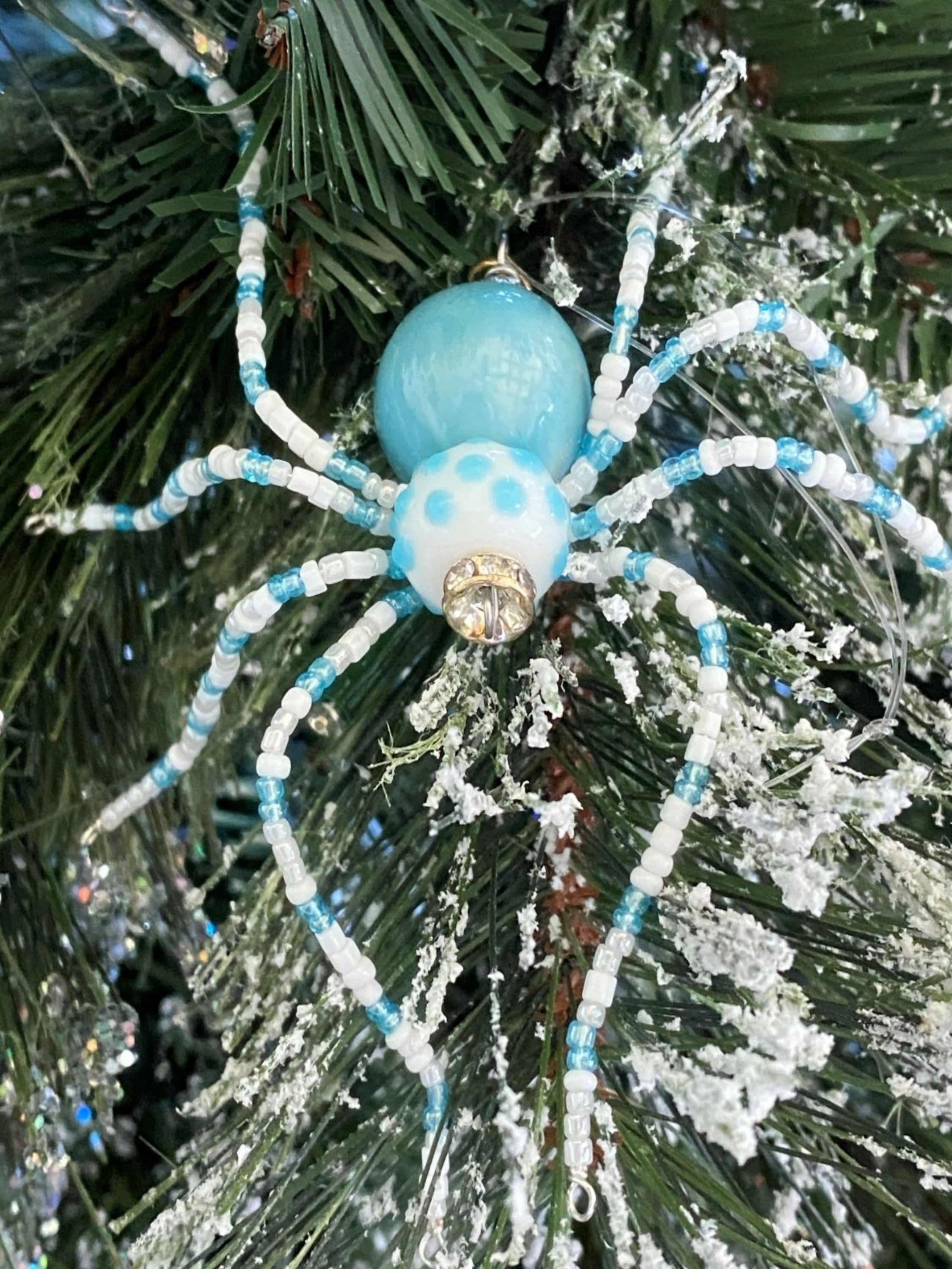 Light Blue and White Christmas Spider