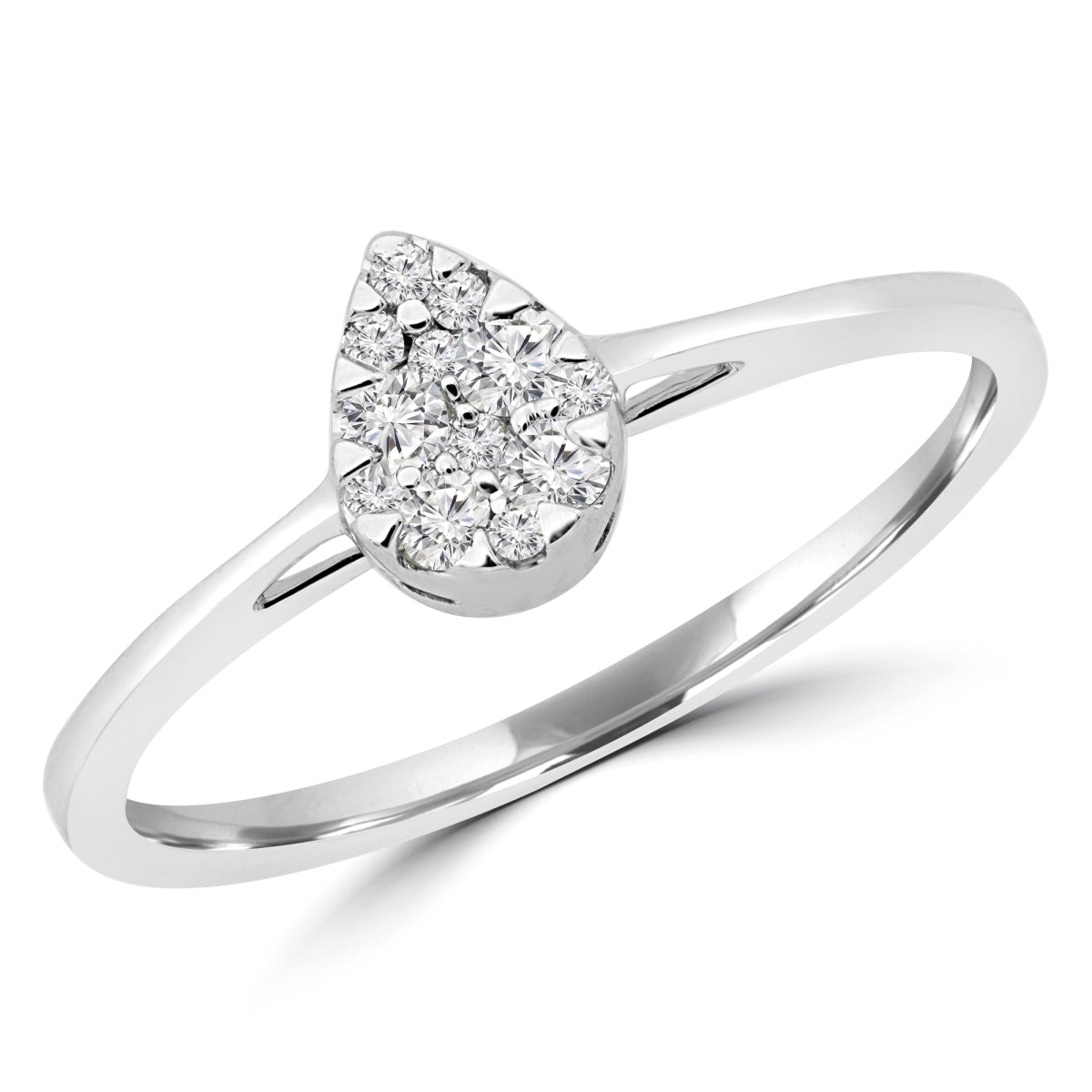 Majesty Diamonds MDR190077-3.25 0.12 CTW Round Diamond Promise Pear Cl