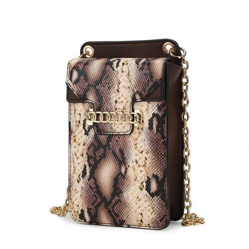 Yael Snake embossed Vegan Leather Phone Crossbody Handbag