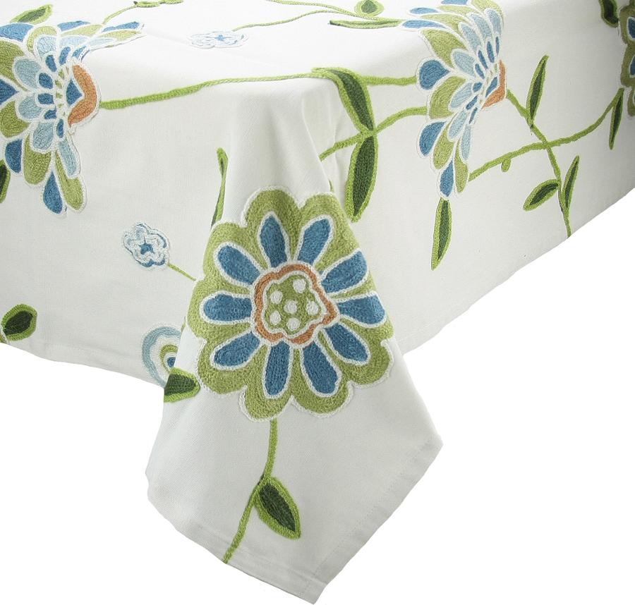 ML12019 Crewel embroidered Flora Tablecloth 60"x60"