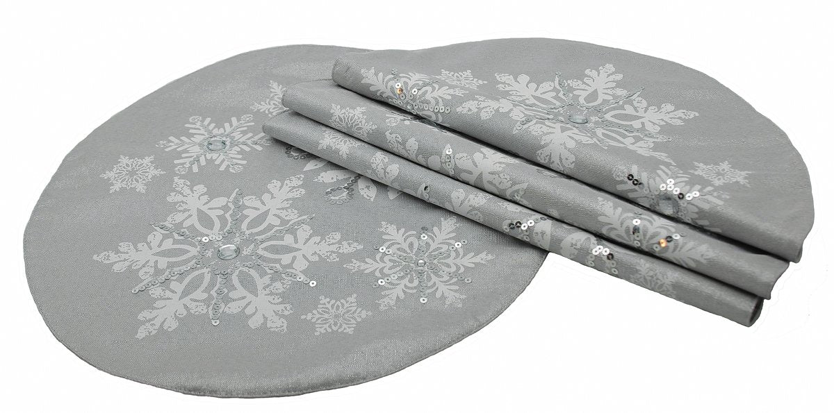 ML16354 Glistening Snow Round Placemats, Set of 4 | Pink Leto