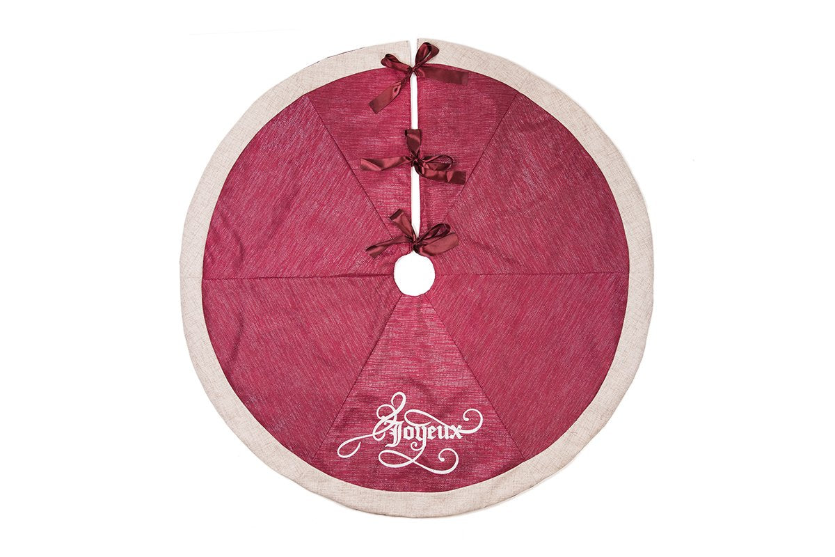 ML17125 Joyeux Christmas Tree Skirt, 56"Round | Pink Leto