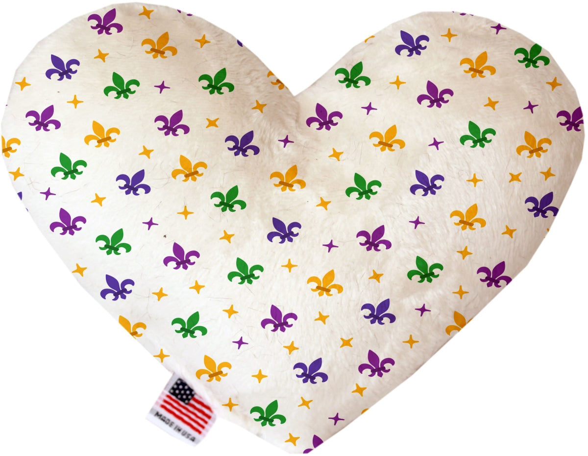 8 in. Confetti Fleur De Lis Mardi Gras Heart Dog Toy