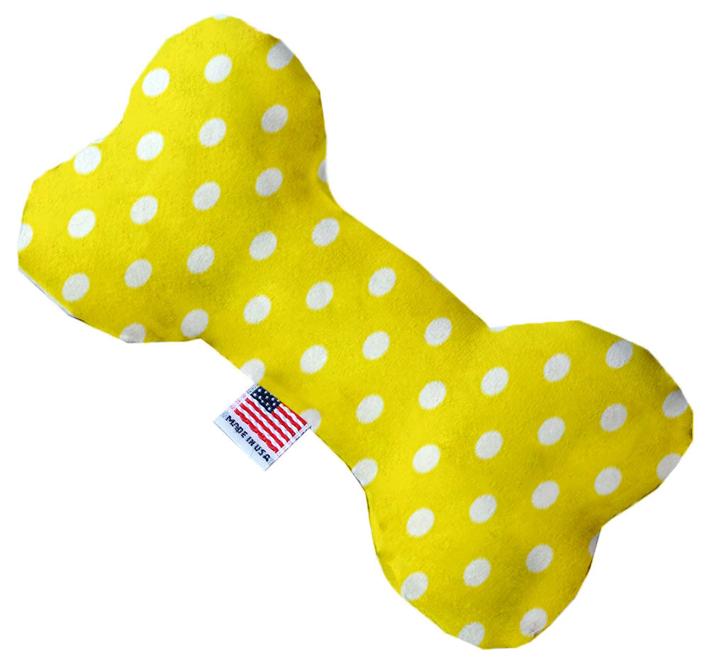 Mirage Pet 1158-SFTYBN10 Yellow Polka Dots 10 in. Stuffing Free Bone D